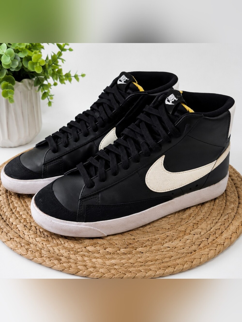 Nike Blazer Mid 77' High-Top Sneakers In Black & White 8.5 Women